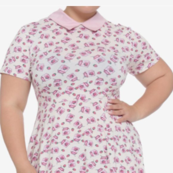 NWT Midnight Hour Strawberry Milk Carton Collar Dress Women's Plus Size 3X - Picture 5 of 10